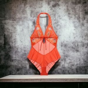 ♦️♦️SAVAGE X FENTY DOLLED UP LACE TEDDY SPICED ORANGE DAINTY DOLL  L